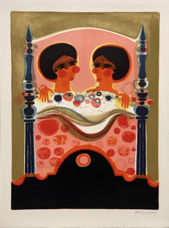 石版画 Menguy - La sieste