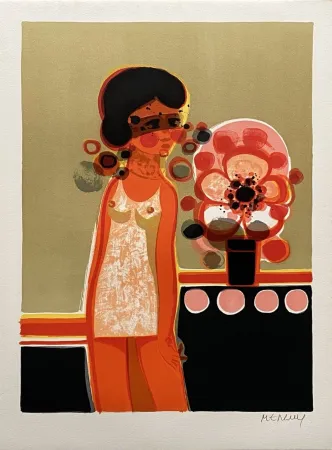 石版画 Menguy - Pensive