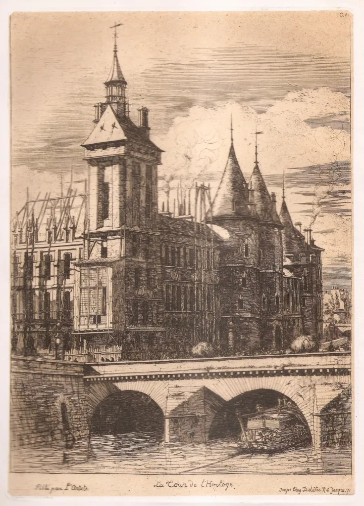 版画 Meryon - La tour de l'horloge / The Clock Tower