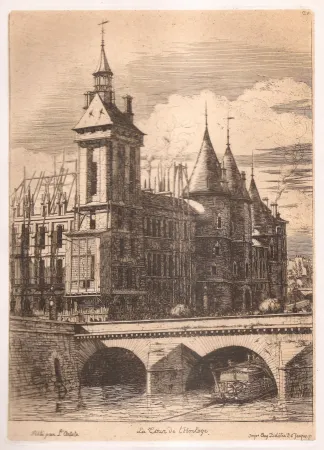 版画 Meryon - La tour de l'horloge / The Clock Tower