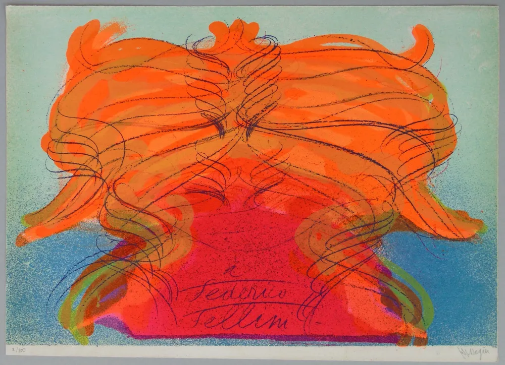 石版画 Messagier - Hommage a Fellini