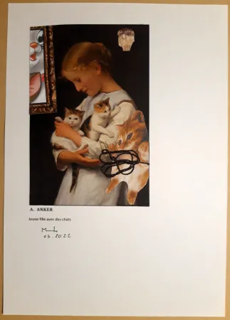 无技术 Metras - Jeune fille avec des chats