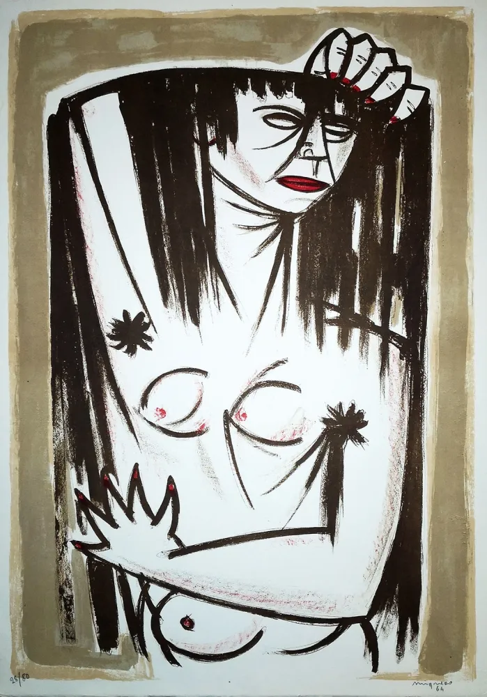 石版画 Migneco - Donna