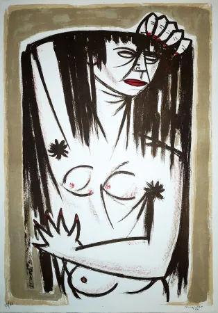 石版画 Migneco - Donna