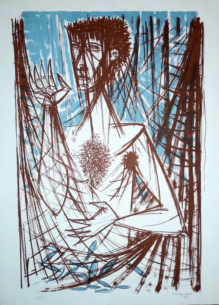 石版画 Migneco - Figura