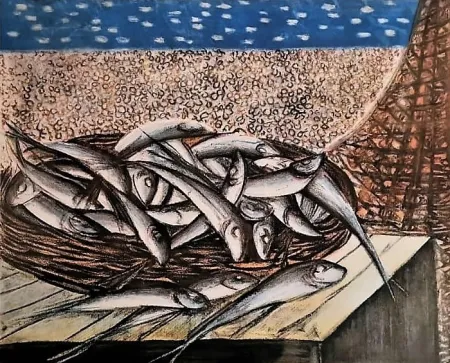 石版画 Migneco - Sardelle