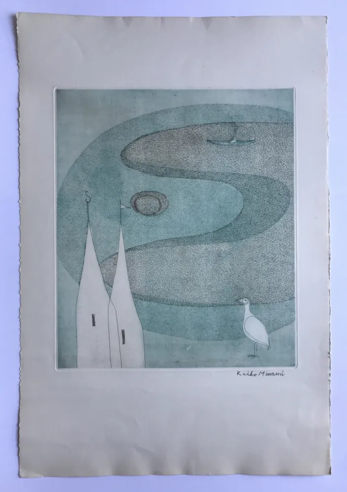 飞尘腐蚀法 Minami - Sans titre (Lac et oiseau blanc)