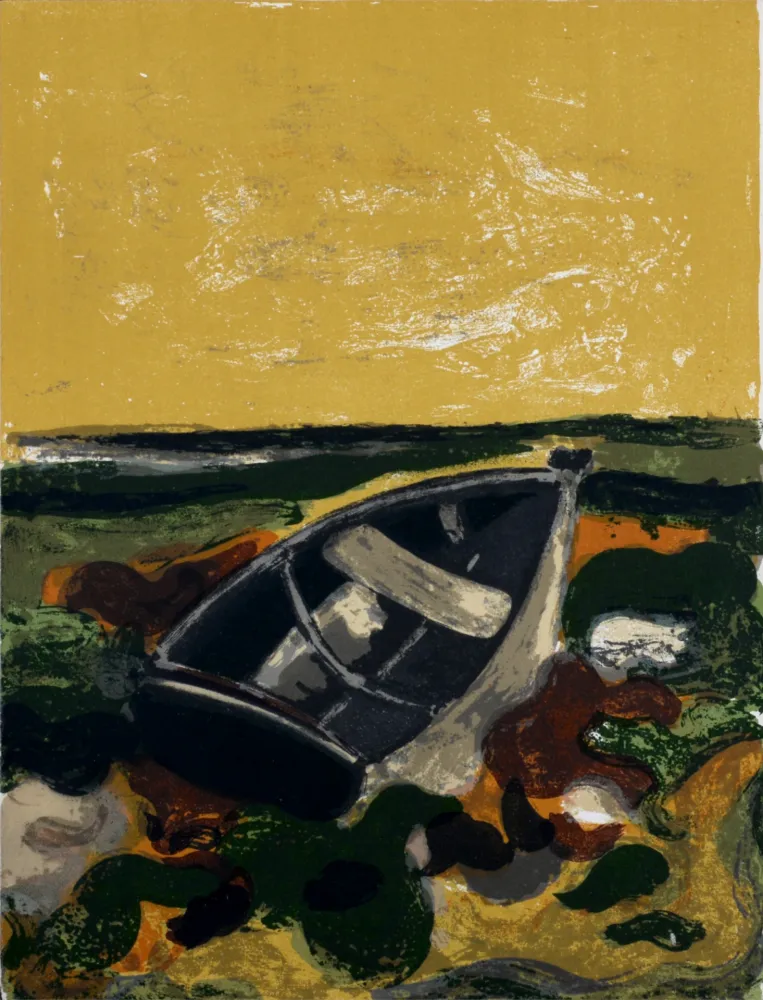 石版画 Minaux - La barque échouée, c. 1964.
