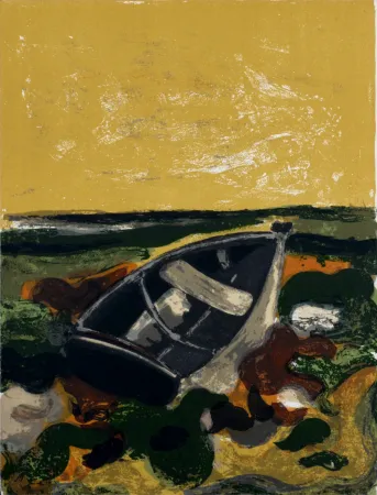石版画 Minaux - La barque échouée, c. 1964.