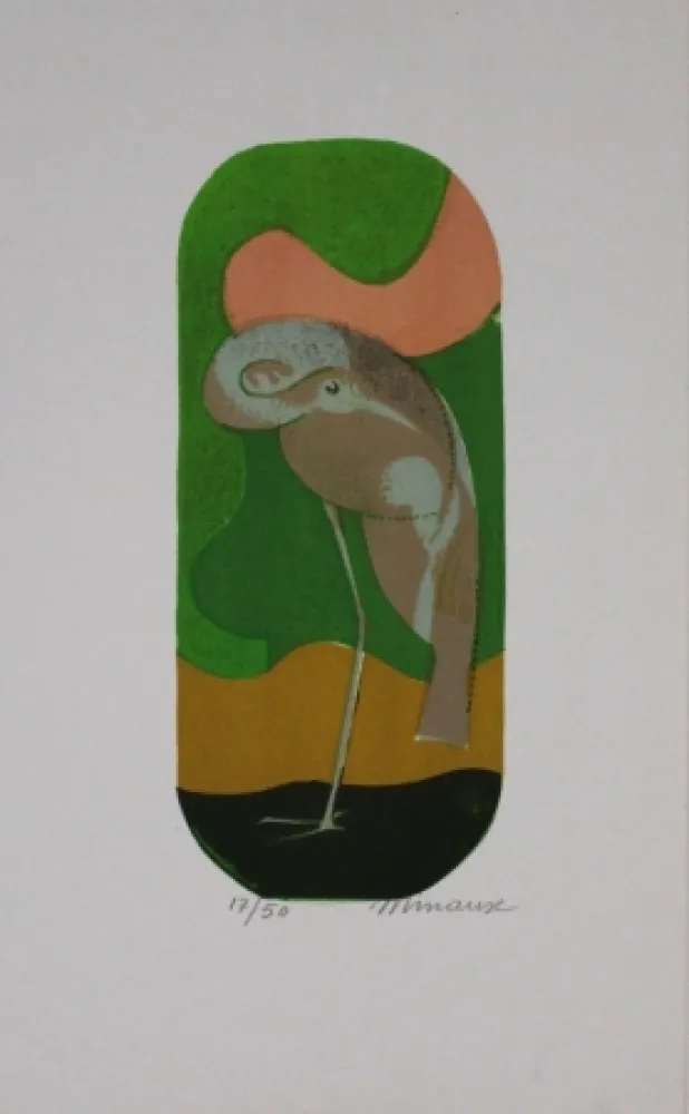 石版画 Minaux - L'échassier / Wading Bird