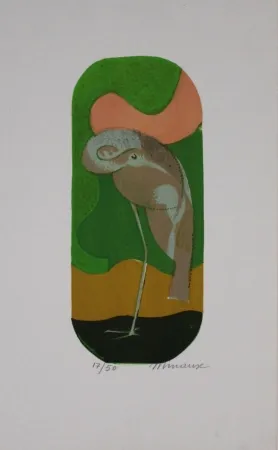 石版画 Minaux - L'échassier / Wading Bird