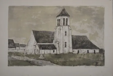 石版画 Minaux - L'Eglise, circa 1960 - Hand-signed