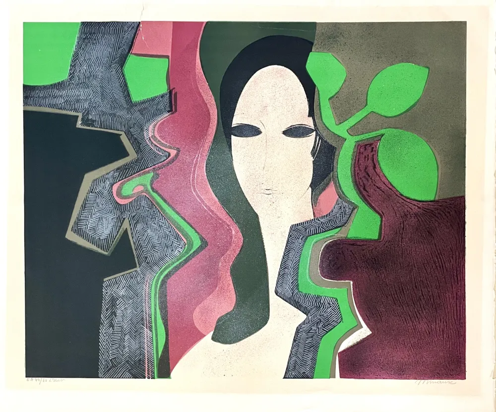 石版画 Minaux - Sandra au feuillage