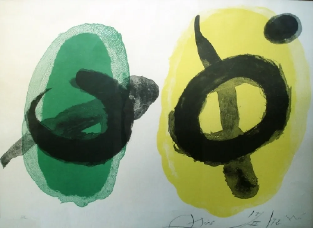 石版画 Miró - Amarillo y verde (Jaune et vert)