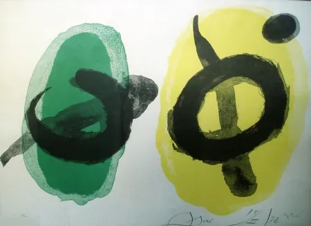石版画 Miró - Amarillo y verde (Jaune et vert)