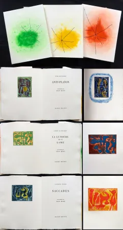 插图书 Miró - ANTI-PLATON - LA LUMIÈRE DE LA LAME - SACCADES. 3 volumes. 24 EAUX-FORTES (1962).