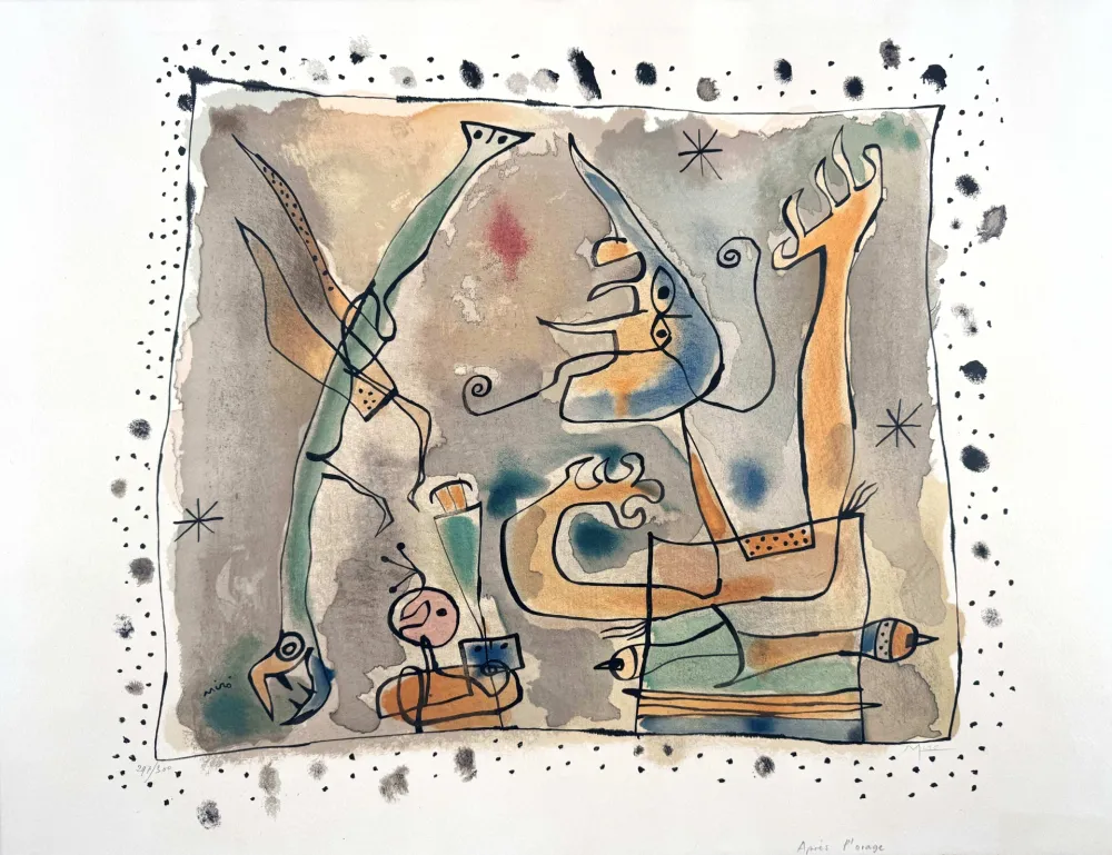 石版画 Miró - Après l'orage 