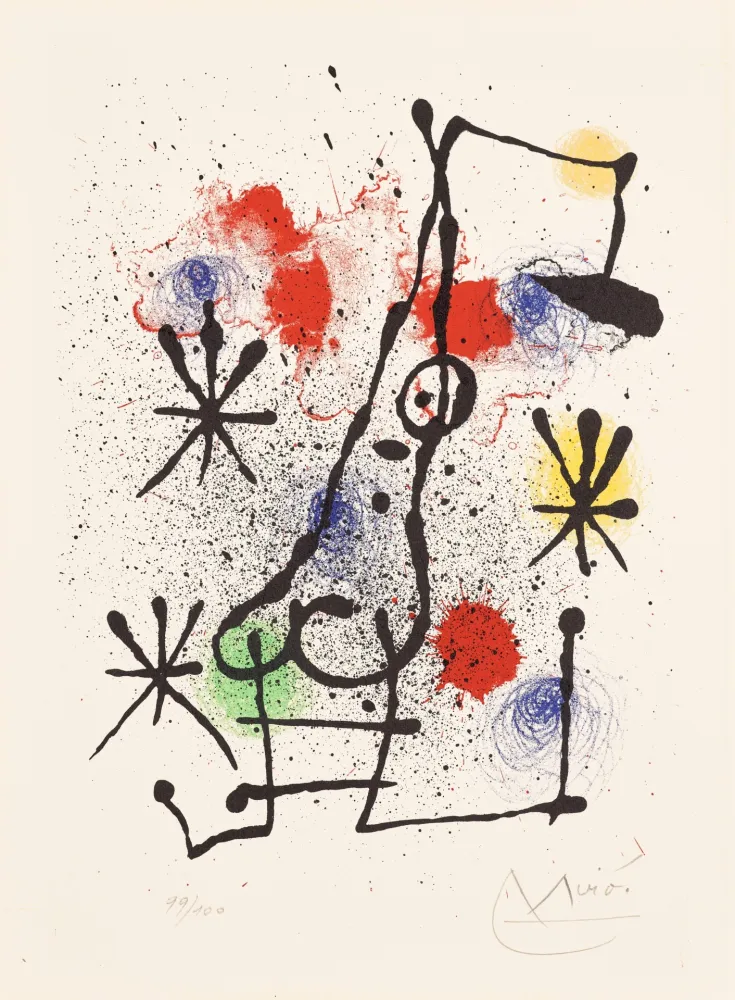石版画 Miró - Au portail couvert de neige (At the Snow-Covered Gate)