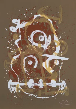 石版画 Miró - Chevauchée brun
