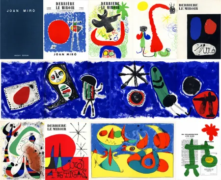 插图书 Miró - DERRIÈRE LE MIROIR n° 14-15 (Nov-Décembre 1948) + n° 29-30 (Mai 1950) + n° 57-58-59 (Juin 1953) + n° 87-88-89 MIRO ARTIGAS (Juin-Juillet-Août 1956). 25 LITHOGRAPHIES ORIGINALES. ALBUM MAEGHT ORIGINAL.