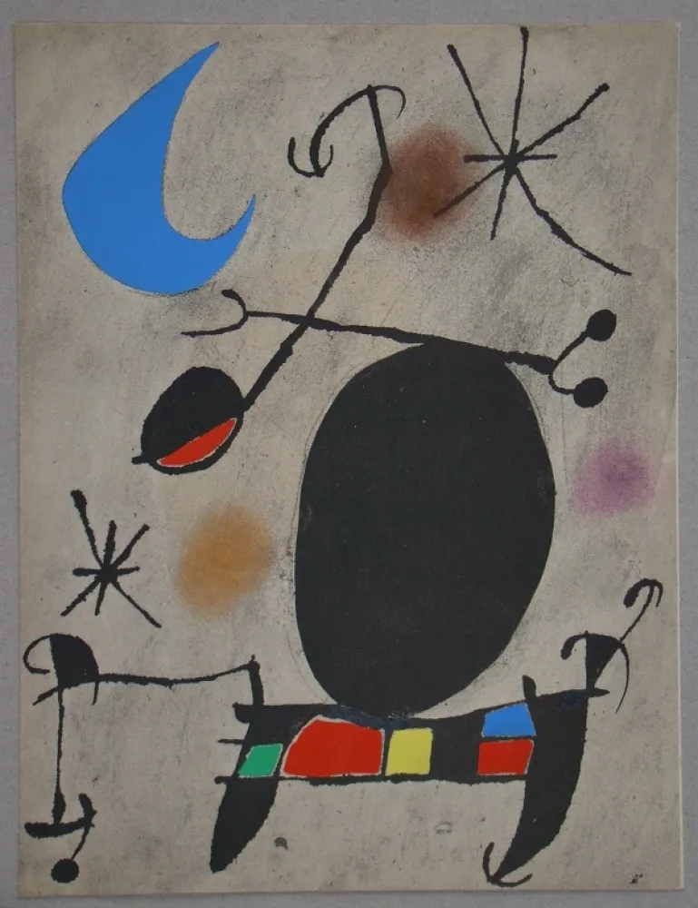 镂版印刷 Miró - Femme dans la nuit