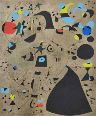 石版画 Miró - Femme dans la nuit, Plate IX