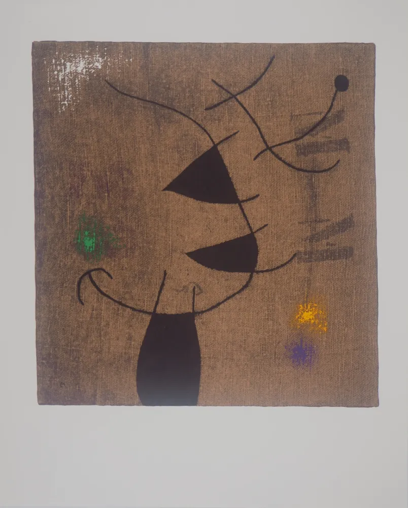 石版画 Miró - Femme dans le vent