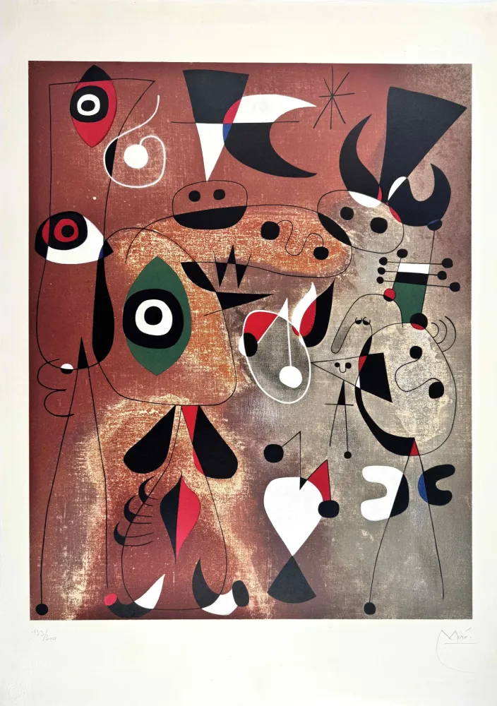 石版画 Miró - Femmes, Oiseaux, Etoiles 