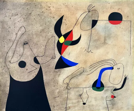 镂版印刷 Miró - Femmes sur la plage (Constellations) 