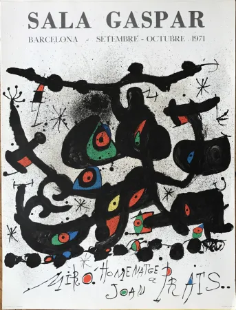 石版画 Miró - Ffiche pour l’ exposition “Homenatge a Joan Prats”. Sala Gaspar, Barcelona.