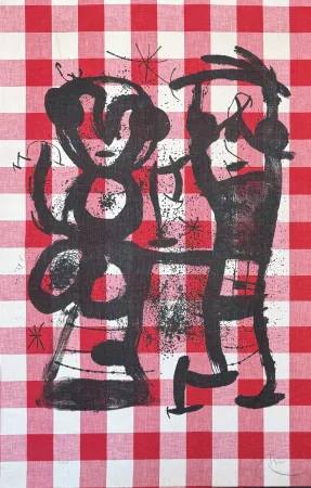 石版画 Miró - Joan Miró (1893-1983) - Les campagnards - Colour lithograph on canvas on paper - 1969