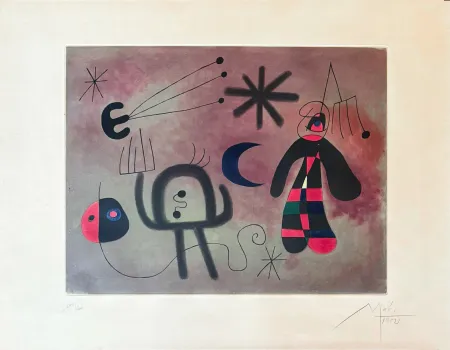 版画 Miró - Joan Miró (1893–1983) - L'Oiseau Fusée - Coloured etching - 1952