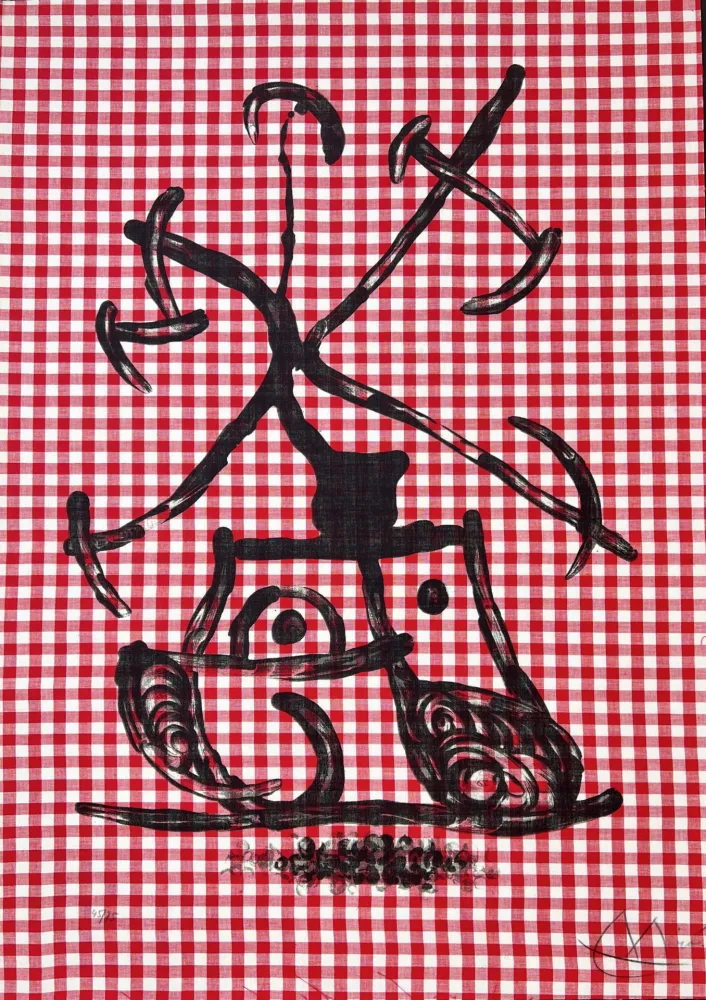 石版画 Miró - La Dame aux Damiers