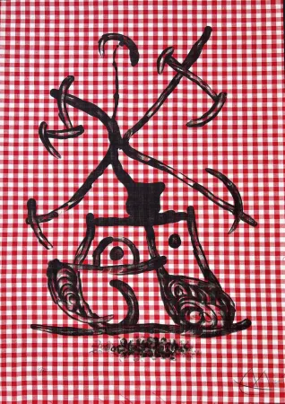 石版画 Miró - La Dame aux Damiers