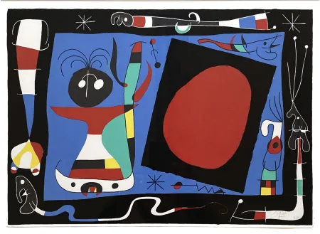 石版画 Miró - La Femme Au Miroir