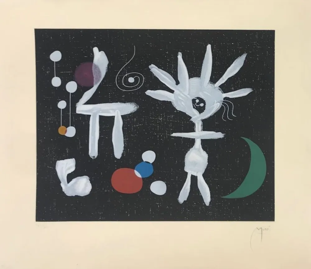 蚀刻飞尘法 Miró - La pluie matinale au clair de lune 