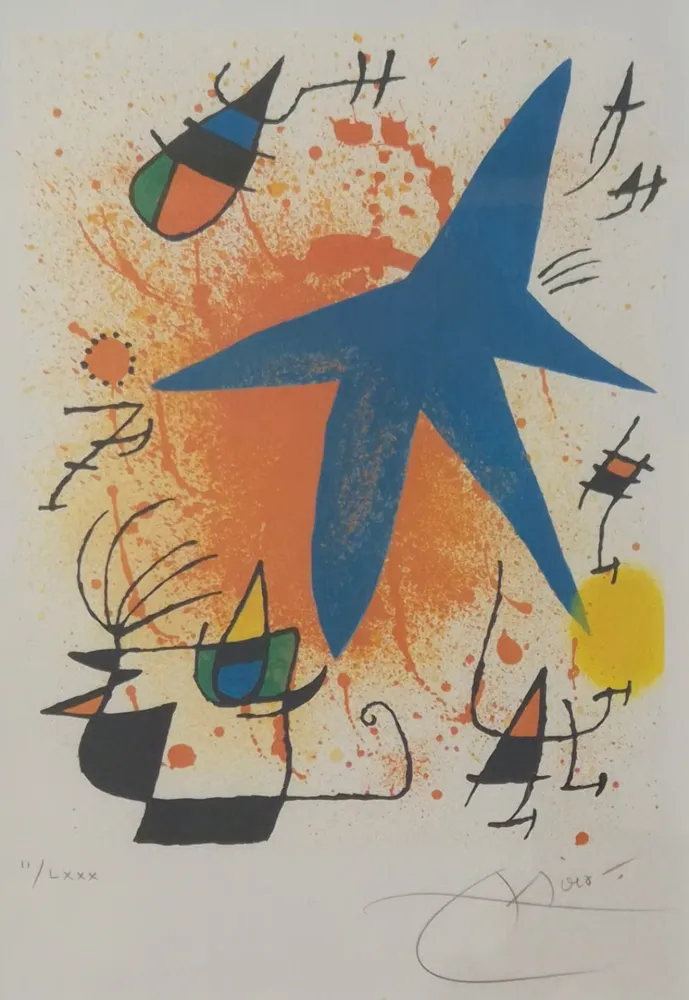 石版画 Miró - L'Astre Bleu