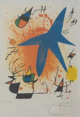石版画 Miró - L'Astre Bleu