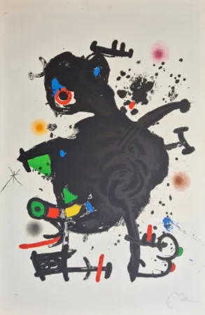 石版画 Miró - Le gourou déployé