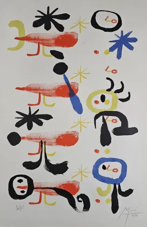 石版画 Miró - Les Oiseleurs I