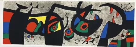 石版画 Miró - Lezard aux plumes d' or