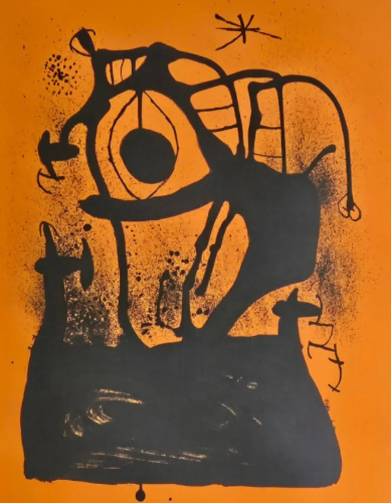 石版画 Miró - L'Hypnotiseur (orange)