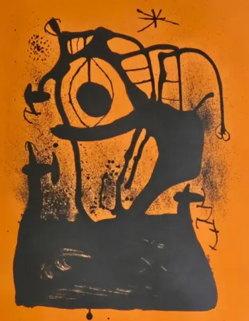 石版画 Miró - L'Hypnotiseur (orange)
