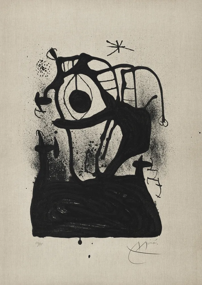 石版画 Miró - Magnétiseur sur toile (Le) 