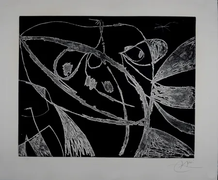 版画 Miró - Mallorca - Negro y blanco IX, 1973 - Hand-signed