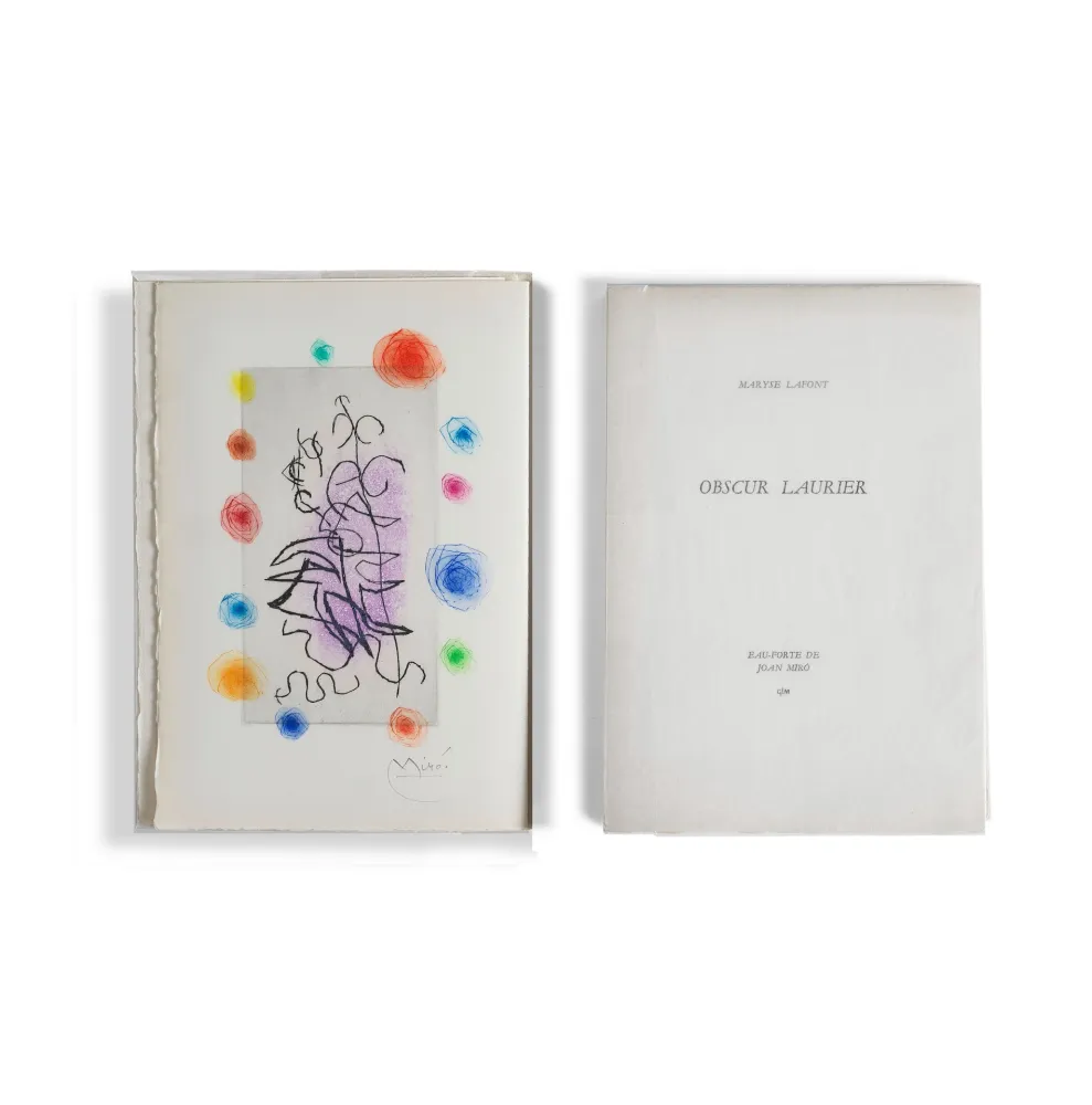 插图书 Miró - Maryse Lafont. OBSCUR LAURIER. 1 eau-forte signée de Joan Miró (GLM 1962)