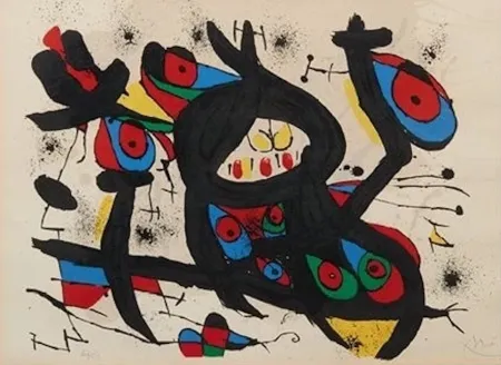 石版画 Miró - Miró en el Caino de Knokke-le-Zoute