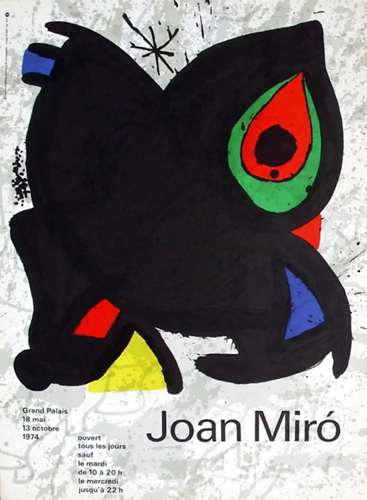 海报 Miró - MIRO GRAND PALAIS 1974. Affiche originale en lithographie.