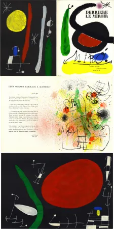 石版画 Miró - MIRO. L'OISEAU SOLAIRE, L'OISEAU LUNAIRE, ÉTINCELLES. Derrière Le Miroir n° 164-165. Avril-Mai 1967