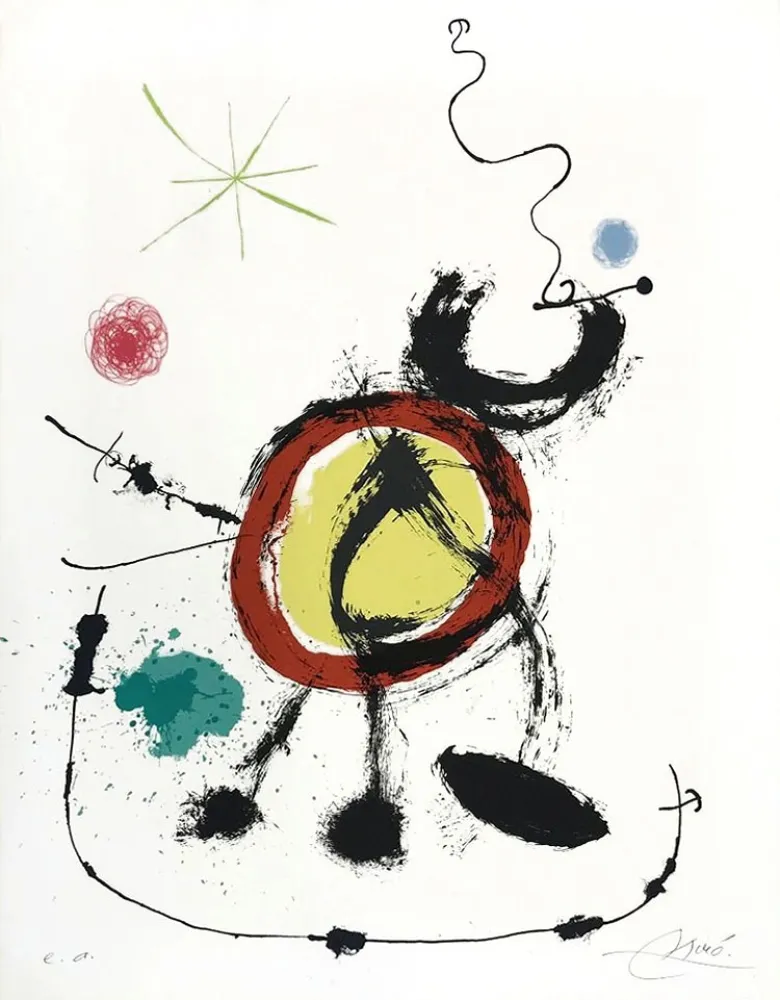 石版画 Miró - Oiseau migrateur (Migratory Birds)